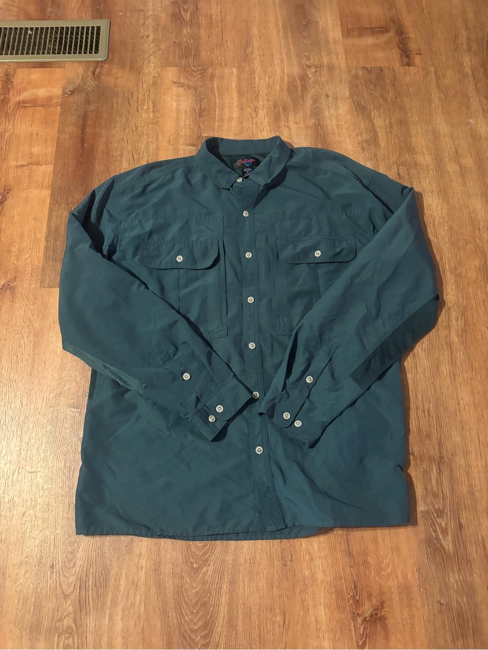RailRiders Shirt Mens Size XL Blue Rollup Sleeves Outdoor Hiking Fishing